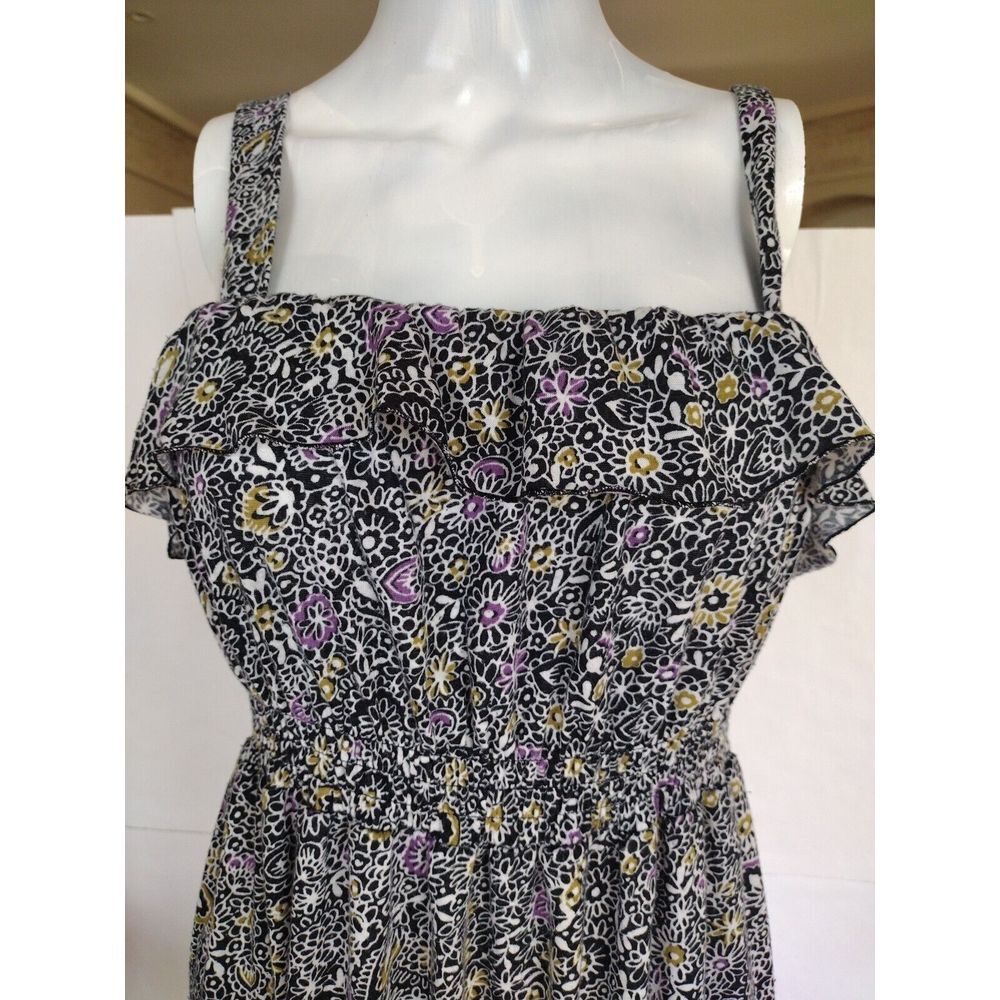 Xhilaration Sun Dress Women's XL‎ Black White Floral Midi Knit Straps Sleeveless - Picture 2 of 9